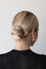 low bun with middle part
